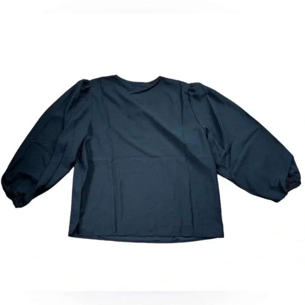 JCrew Puff-sleeve satin-back crepe top